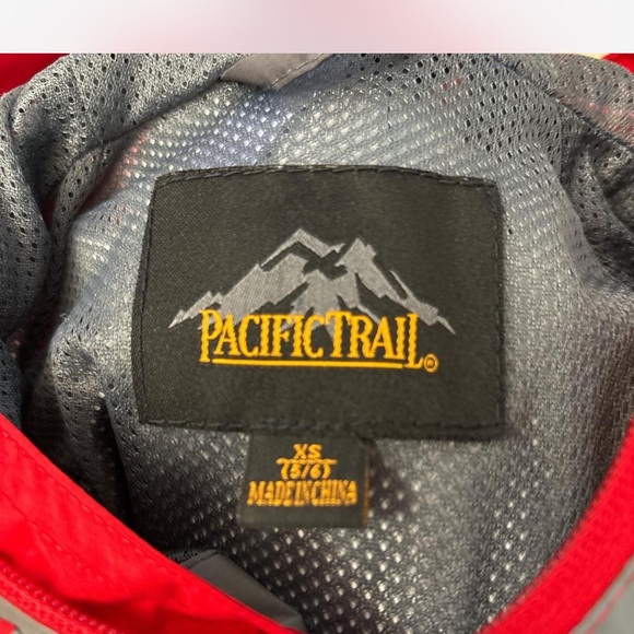 Pacific Trail Kids Windbreaker Jacket 5/6 Red Gray Hooded Reflective Outdoor - Picture 2 of 4
